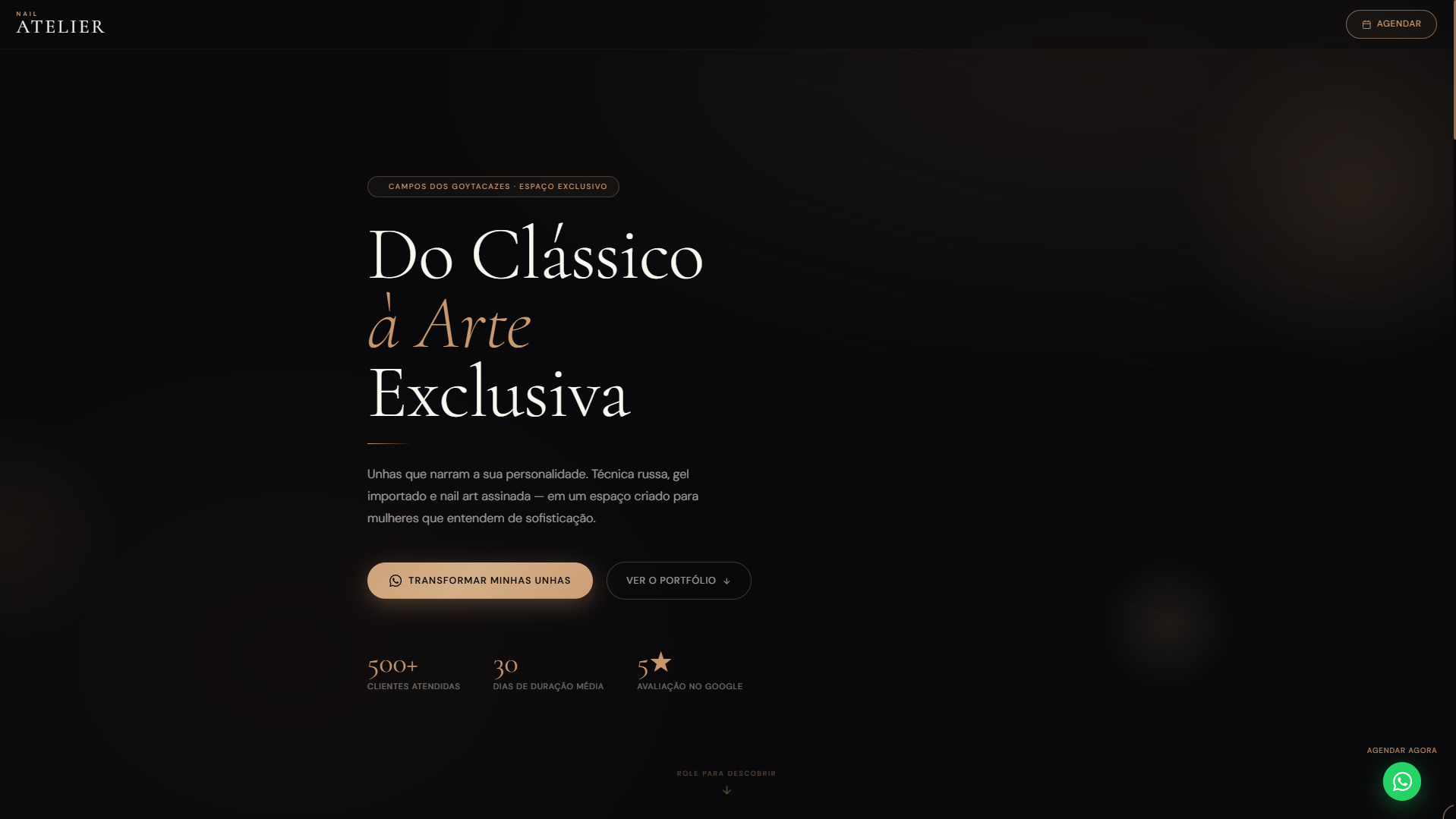 Screenshot do site Nail Atelier